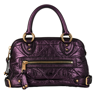 Quilted Double Handle, &pound;110, Handbags, Purple, Leather, Front view